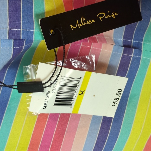 Melissa Paige Rainbow Stripe Swing High Low Hem Tank Top Women's Medium NWT - Picture 5 of 16